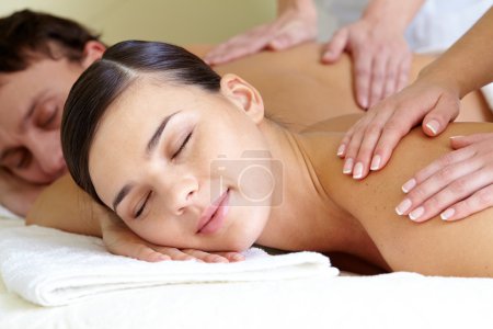 Woman and man  during massage