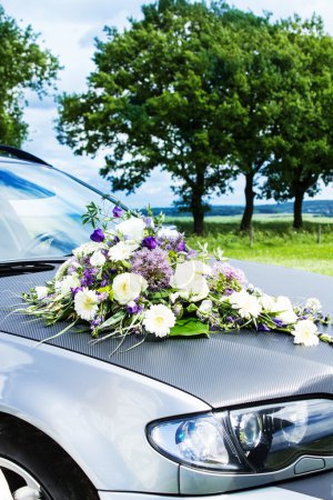 Wedding Car Decorated with Flowers