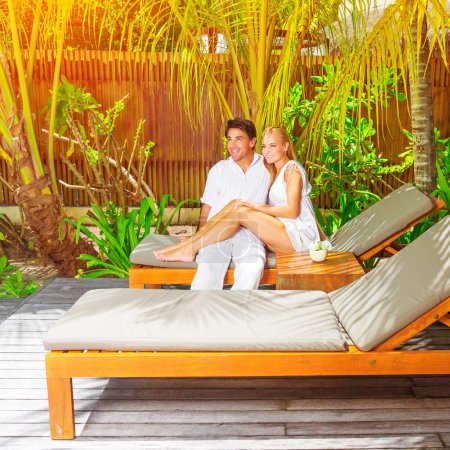 Happy couple on tropical resort