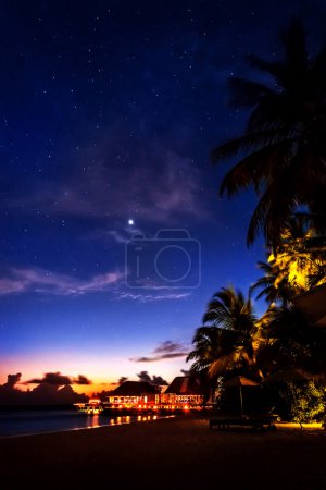 Tropical resort at night