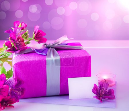 Luxury gift with pink flowers