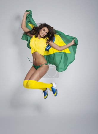Woman with brazilian flag