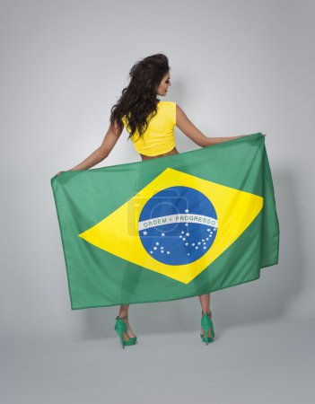 Sexy woman with brazilian flag
