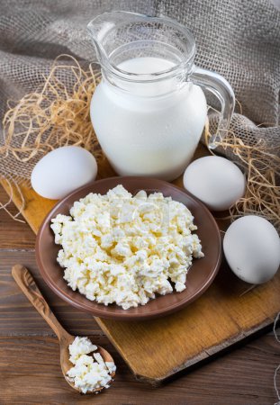 Milk, curd and eggs