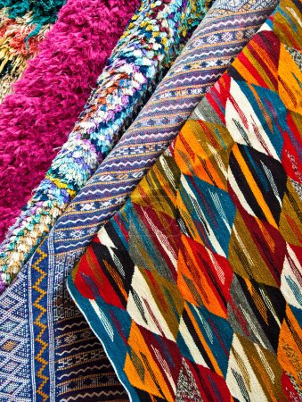 Bright paints of the Moroccan and berber carpets