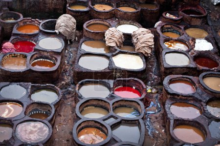 The Moroccan leather factories, ancient craft in Medina of Fes