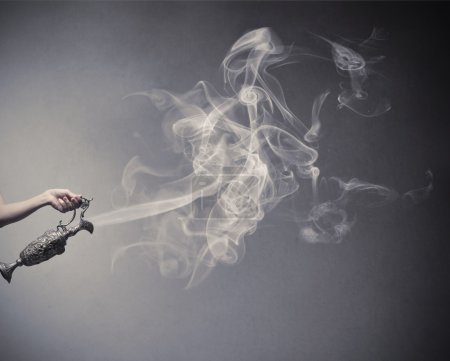 Woman throwing smoke