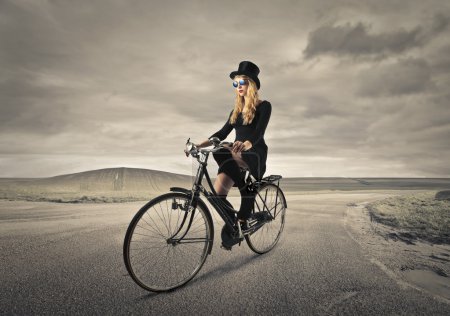 Woman riding the bike