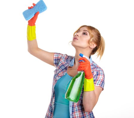 Young woman cleaning