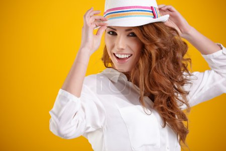 Woman wearing stylish hat