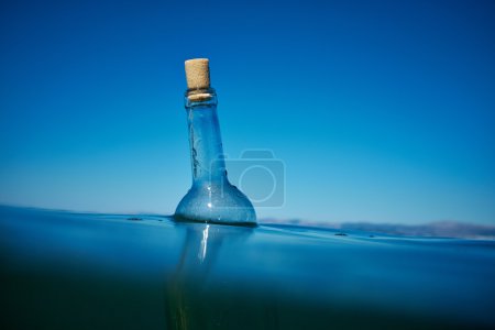 Bottle with a message in water 