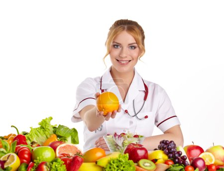 Doctor dietitian recommending healthy food