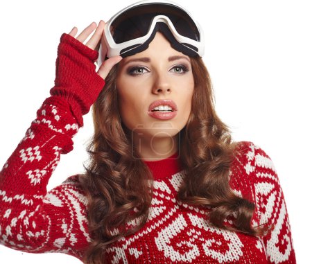 Woman with ski goggles