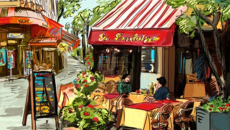Street in paris - illustration 