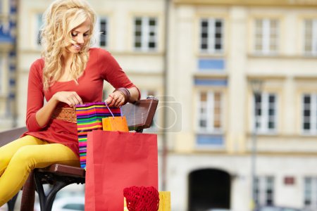 Shopping woman in autumn colors