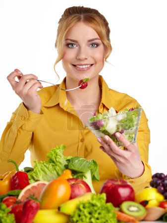 Woman with healthy food