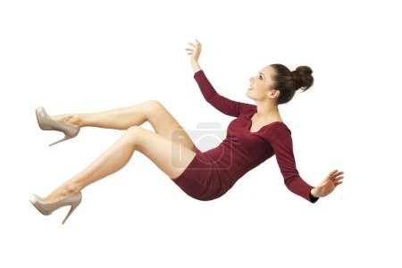 Young lady falling down