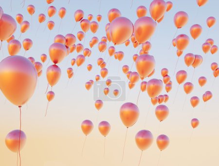 Colorful balloons flying up to the sky