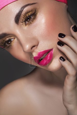 Glamour portrait of beautiful woman model with fresh makeup