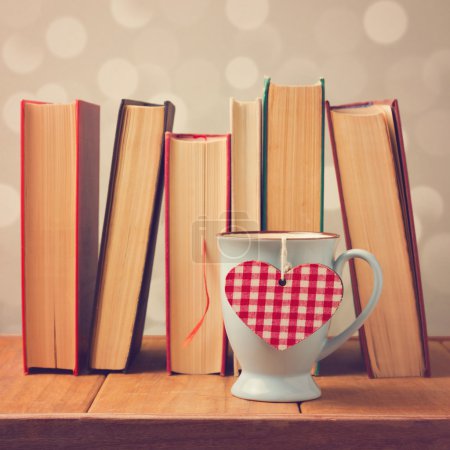 Valentine's day cup with books