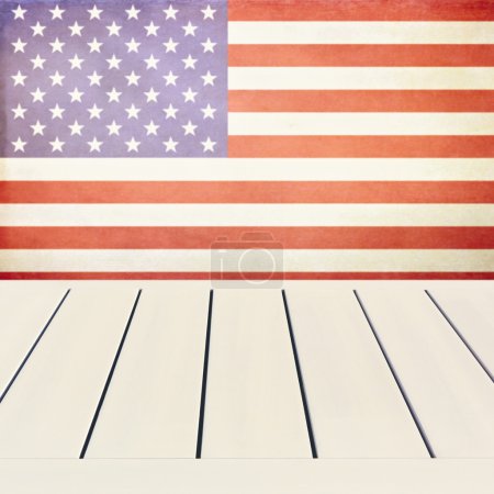 White table over USA flag