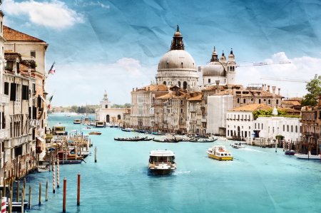grunge style image of Grand Canal, Venice, Italy