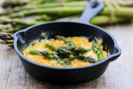 Breakfast, asparagus with scrambled eggs