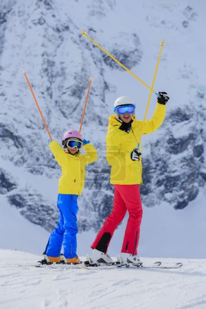 Skiing, skier, winter sports - portrait of happy  skiers