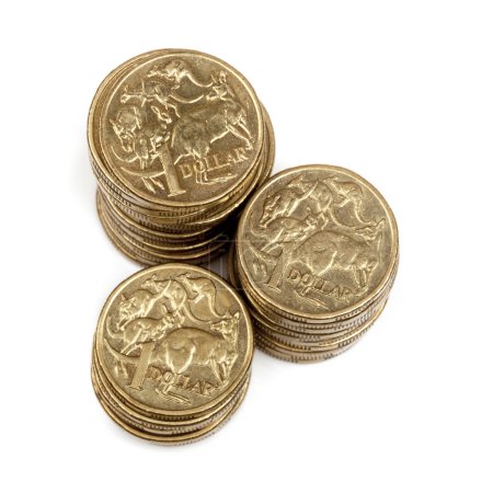 Stacks of Australian One Dollar Coins