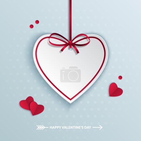 Valentine's day background with hanging paper heart.