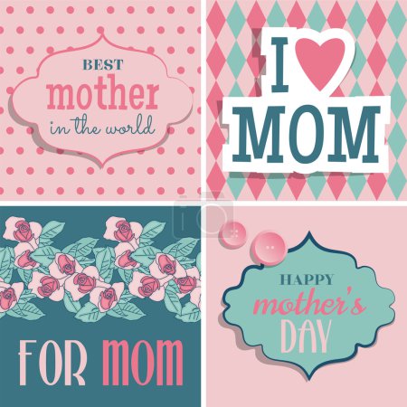 Set of greeting cards for Mother's Day.
