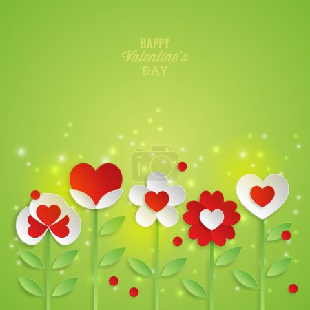 Valentine's day background with paper flowers.