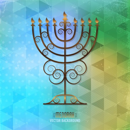 Vintage menorah over geometrical background.