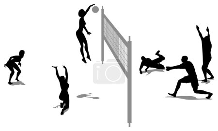 Volleyball game silhouette vector