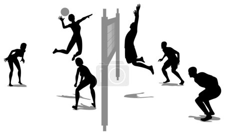 Volleyball game silhouette vector