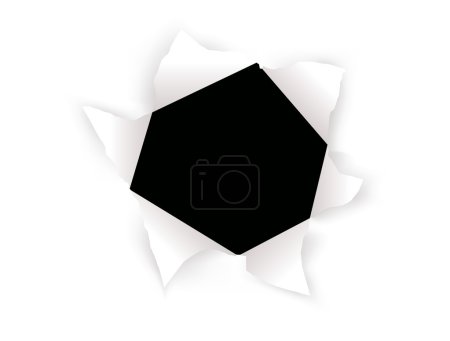 Vector sheet of paper with the hole against the black background