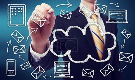 Businessman with cloud computing concept