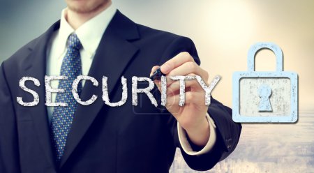 Security key lock with businessman