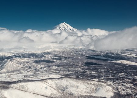 Cloudscape over Koryaksky volcano. Kamchatka, Russia