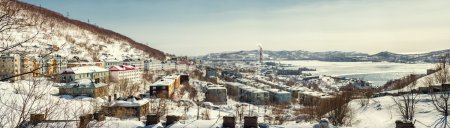Panoramic view of Petropavlovsk-Kamchatsky city and power plant.