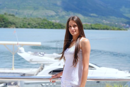 Woman at luxury yacht