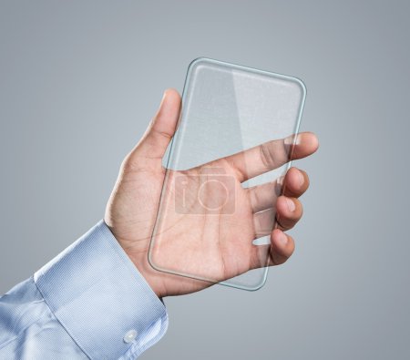 Blank futuristic smart phone in hand