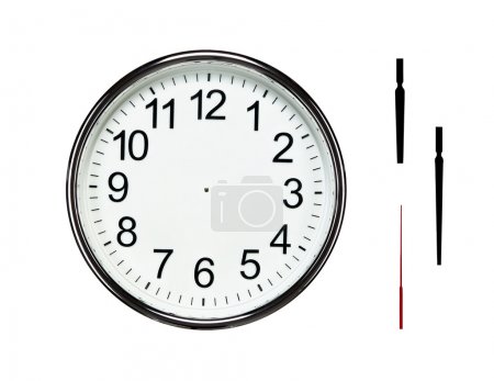 Close up of blank silver clock with clipping paths