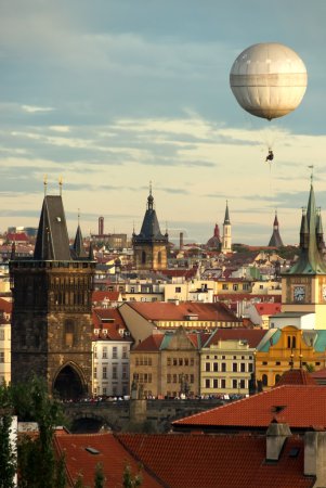 Prague oldtown with balloon