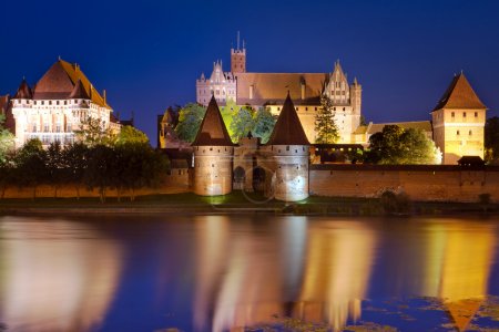 Malbork castle in Poland at night