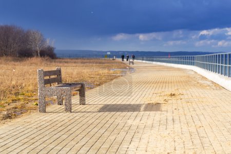 Bench at Baltic sea pathway in Gdansk