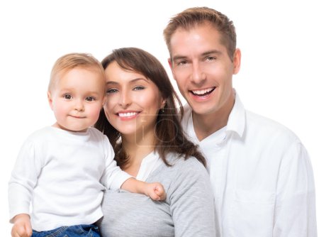 Happy Smiling Family Portrait isolated on White Background