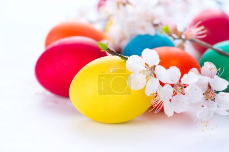 Colorful easter eggs with  flowers