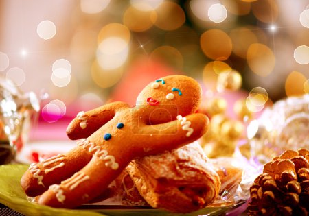 Gingerbread Man. Christmas Holiday Food. Christmas Table Setting