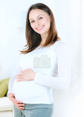 Pregnant Young Woman at home. Healthy Pregnancy